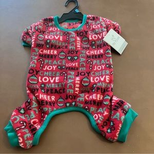 NWT Pet Posse Dog / Cat Pajamas Sweater Fleece Christmas Holiday Red Medium Pjs